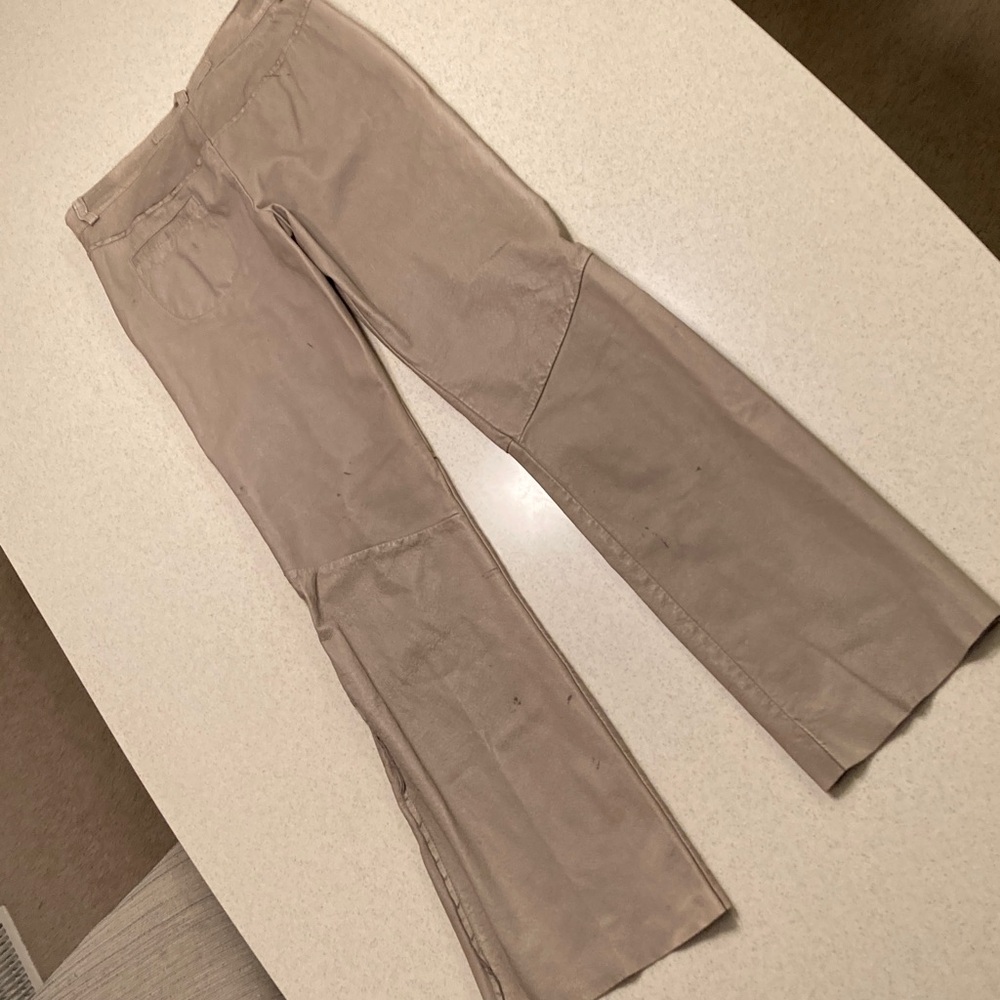 Poleci Taupe Leather Pants 30" Waist  **Very Worn** - Picture 2 of 16